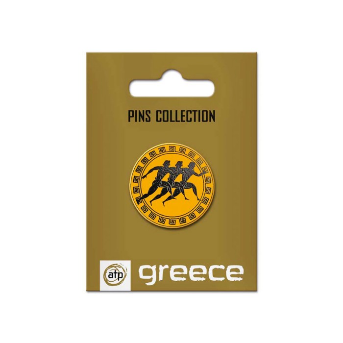Metal Pin With Ancient Greek Runners