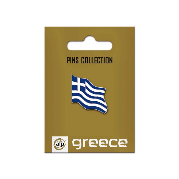 Μεταλλική καρφίτσα με κυματιστή Ελληνική σημαία