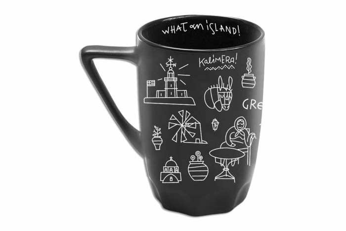 Large Black Mug With Greek Summer Designs - Image 2