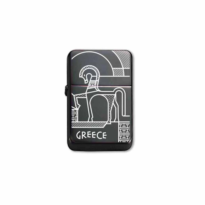 Αναπτήρας μαύρος μεταλλικός με αρχαιοελληνικό άλογο