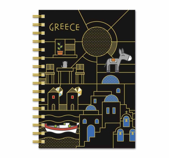 Σκληρόδετο σημειωματάριο με παραδοσιακό ελληνικό νησιώτικο τοπίο